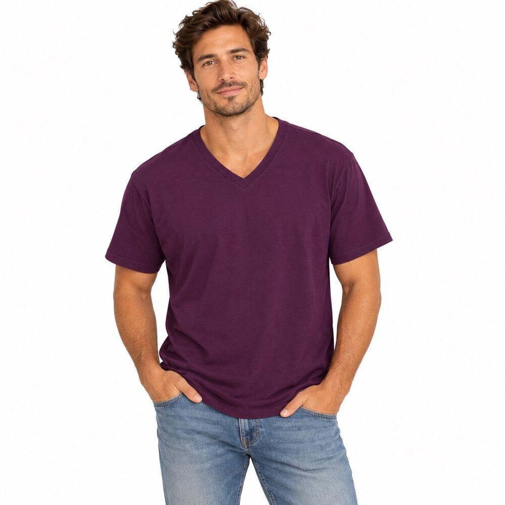 NWOT American Giant Men's Premium 100% Cotton Slub V-Neck Tee Grape Purple Large